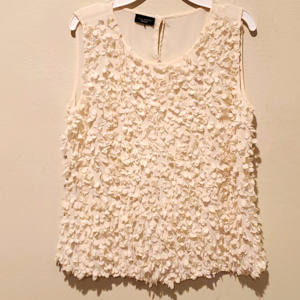 Talbots Cream Textured Sleeveless Top